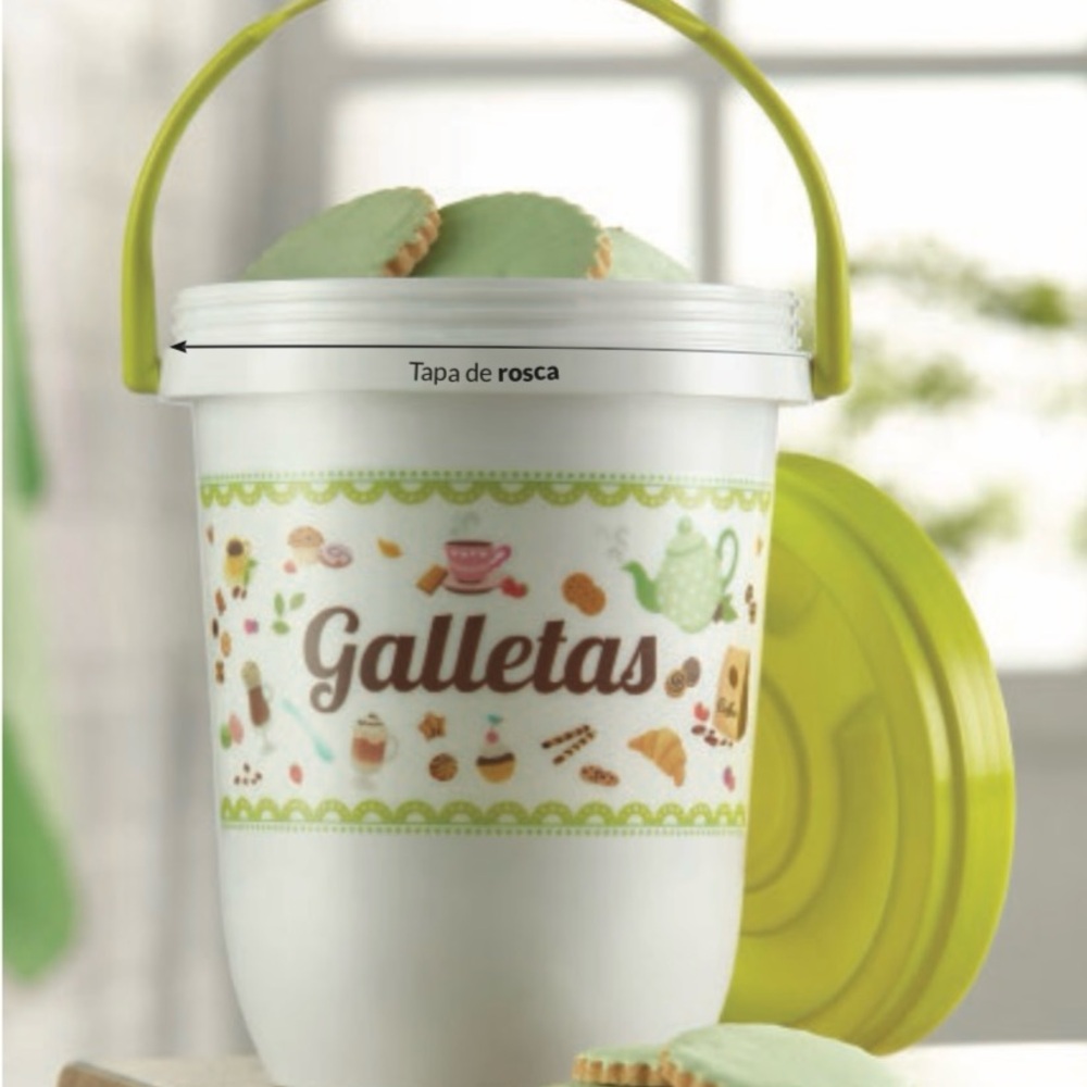 Galletas Cookie Container with Green Lid